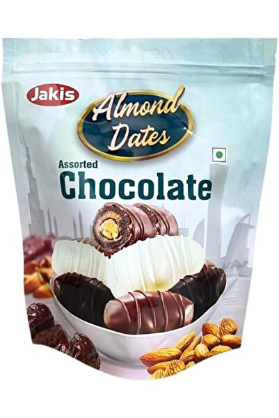 Dates شوكولاتة جاكيس الفاخرة باللوز، مغطاة بالتمر والحليب والشوكولاتة الداكنة...
