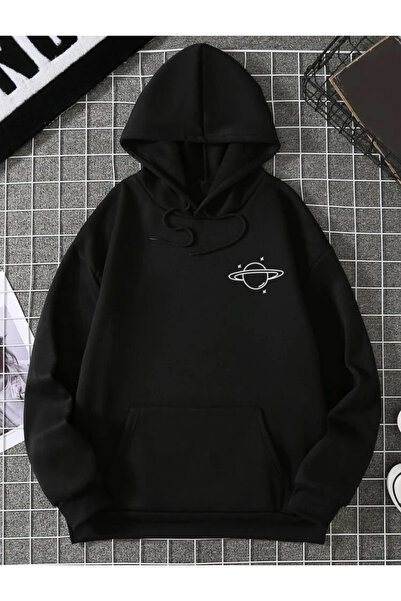 LAPS Black Planet Kangaroo Pocket Hooded Oversize Sweatshirt