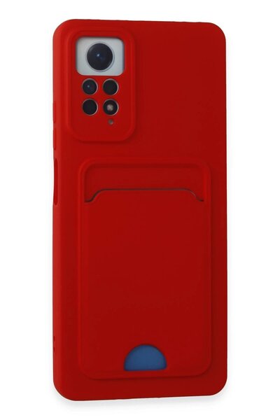 Najmaddin حافظة هاتف Xiaomi Redmi Note 11 Pro من السيليكون مع حامل بطاقات - أحمر-(5796) - VOANFD5834-4905