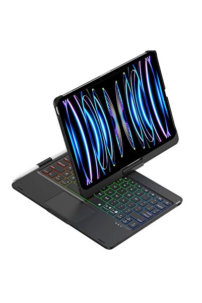 Khayra iPad Pro 11 (2024) F11 Ats Case Magic Tablet Case with Rotating Keyboard - Black-(579 - Eszaoc5729-6
