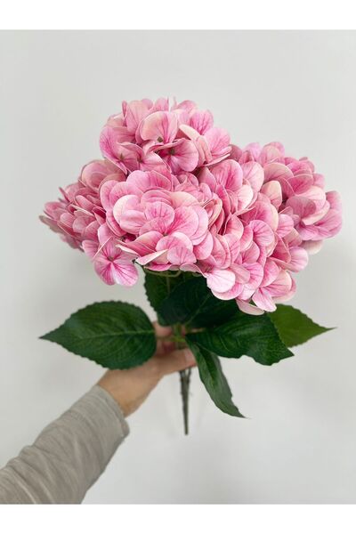 KOZALILAR Yapay Çiçek Islak Dokulu 5 Dallı Ortanca