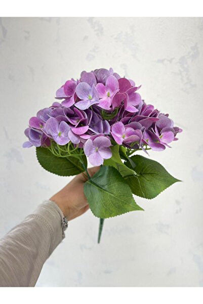 KOZALILAR Yapay Çiçek Islak Dokulu 5 Dallı Ortanca