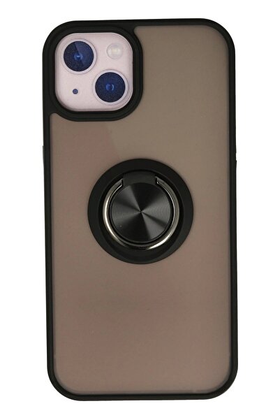 feifei غطاء سيليكون لهاتف آيفون 15 مع حلقة مونتريال - أسود-(5796) - VOANFD8737-3213