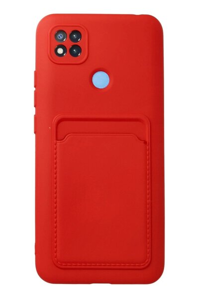Khayra حافظة هاتف Xiaomi Redmi 9C من السيليكون مع حامل بطاقات - أحمر-(5796) - ESZAOC3128-3789