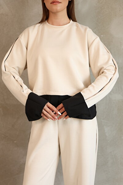 sportiness Modal Tracksuit Set with Piping Detail and Terry Cotton Garnish