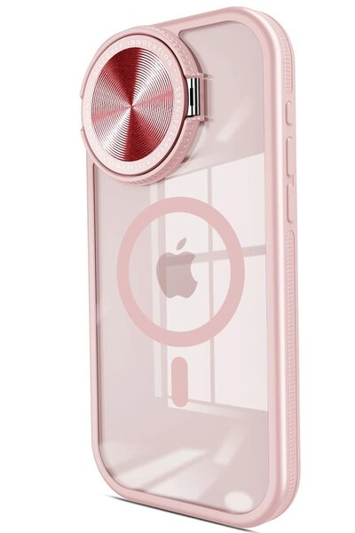 VINTESSY غطاء سيليكون متوافق مع هاتف iPhone 15 Pro Max مع عدسة تلسكوبية وتقنية Magsafe - وردي-(5796) - MKR2372-5886