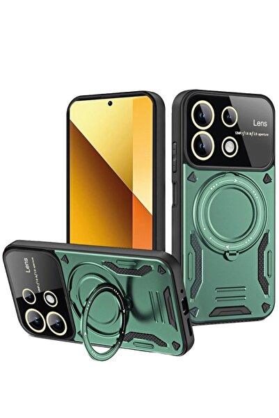 toyigoo غطاء حماية لهاتف Xiaomi Redmi Note 13 4G مع حامل عدسة Joy - أخضر داكن - (5796) - VOANFD2473-5415