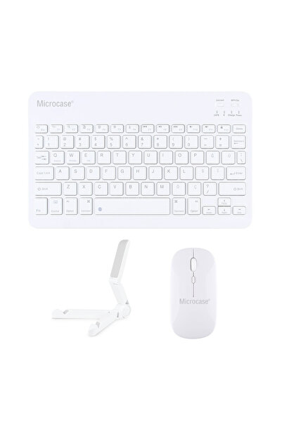 Microcase Samsung Galaxy Tab A9 Plus SM-X210 11 inch Türkçe Bluetooth Klavye+Mouse+Tablet Standı Beyaz AL5166