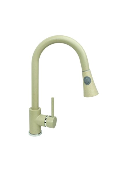 Spis Design Baterie chiuvetă bucătărie cu cioc înalt și duș extractibil, bej