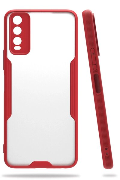 Khayra حافظة فيفو Y11S سيليكون بلاتينيوم - أحمر-(5796) - ESZAOC3826-6980