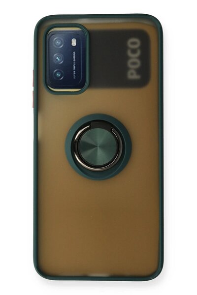 VINTESSY غطاء حماية من السيليكون لهاتف Xiaomi Redmi 9T مع حلقة مونتريال - أخضر-(5796) - MKR4397-1527