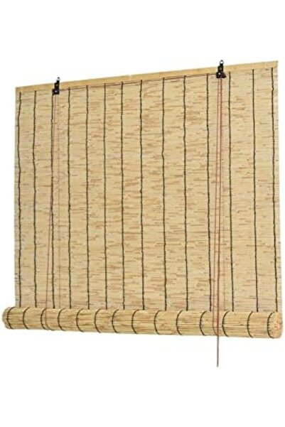 genric FFD Outdoor Window Bamboo Roller Blinds Natural Wooden Hanging Blind Roll Up Shades Reed 100x200cm