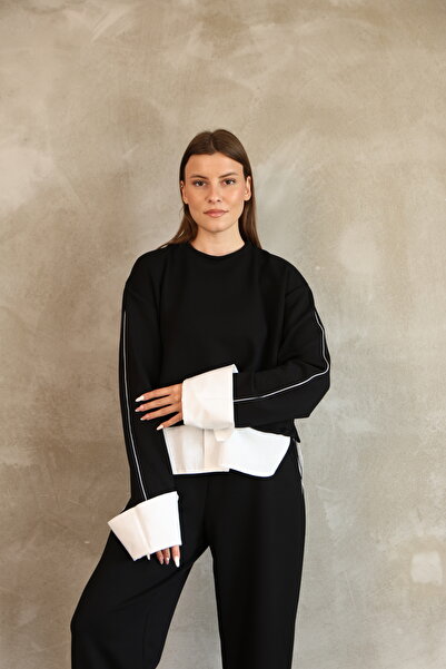 sportiness Modal Tracksuit Set with Piping Detail and Terry Cotton Garnish