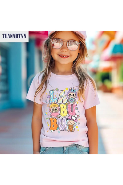 LAYORA Cartoon Printed Short Sleeve Round Neck T-Shirt