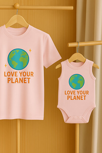 SVART WEAR Mother Baby Child Combination Cotton Oversize T-Shirt + Cotton Snap Fastener Bodysuit Single Price
