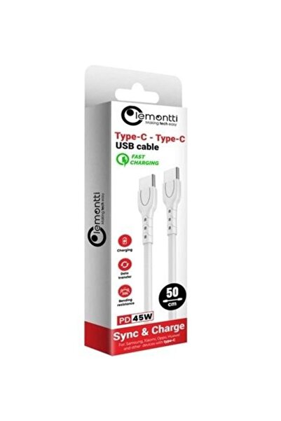 lemontti Cablu telefon LEMONTTI, USB Type-C la USB Type-C, alb, 0.5 metri, PVC