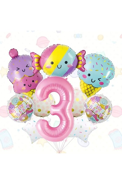 DÜVENCİ TİCARET Set de 10 baloane rotunde din folie pentru înghețată dulce cu...