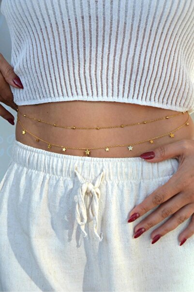 Sacce Scarves&Accessories İkili Çelik Bel Zinciri – Yıldız Charmlı