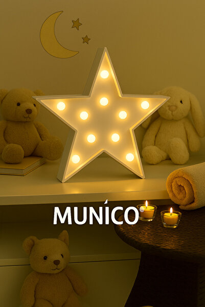 Munico Dekoratif Yıldız Gece Lambası – LED Işıklı, Pilli, Spa ve Rahatlama Al...