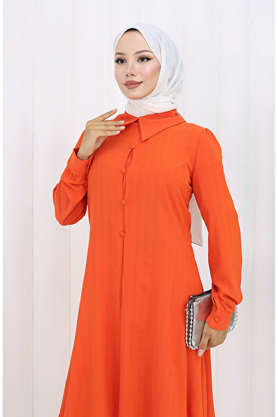 sefamerve Baskı Düğmeli Tunik 1102-06 Oranj