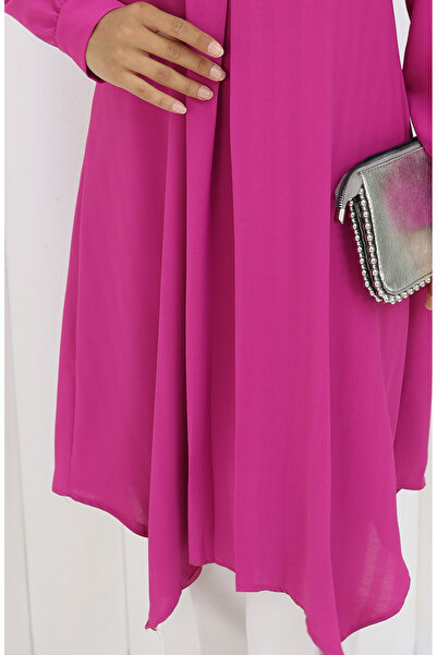 sefamerve Printed Buttoned Tunic 1102-04 Fuchsia