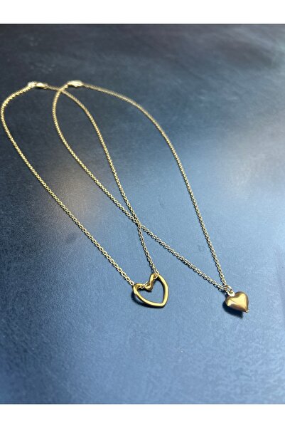 pop up store Double Heart Detail Stainless Steel Necklace Set