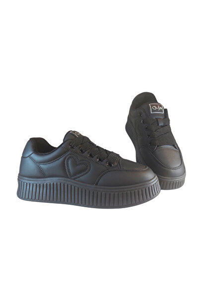 Guja Kadın Deri Sneaker Bağcık Kapamalı Kalp Detaylı Peluş İç Astarlı Günlük ...