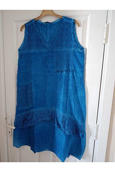 anne moda ankara OTANTİK, Çift Katlı, Likrasız, %100 yıkanmış, taşlanmış, saf pamuk, Tek renk , Kolsuz Elbise