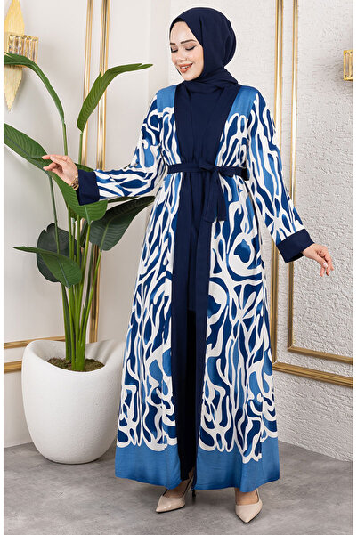 sefamerve Patterned Triple Viscose Set 0345-04 Indigo