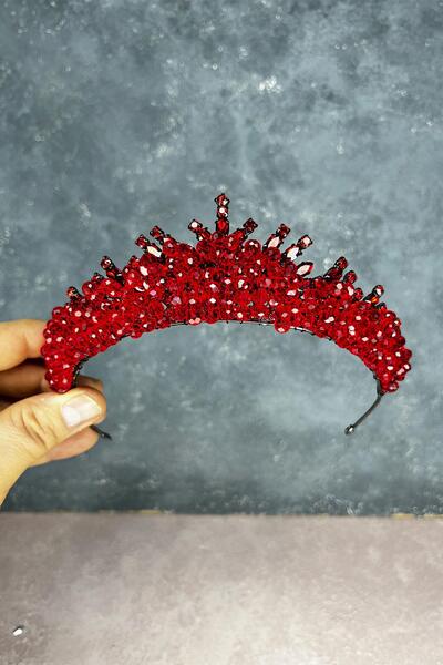 Fiyonks Atölye Velvet Premium Bridal Crown, Luxury Henna, Wedding Crown