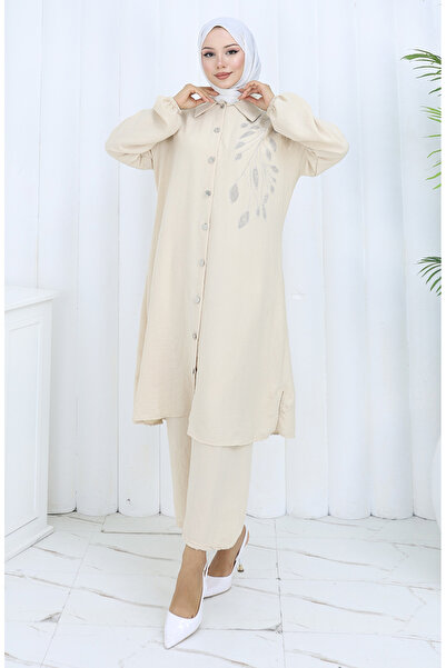 sefamerve Aerobin fabric tunic pants double set 2134-06 beige