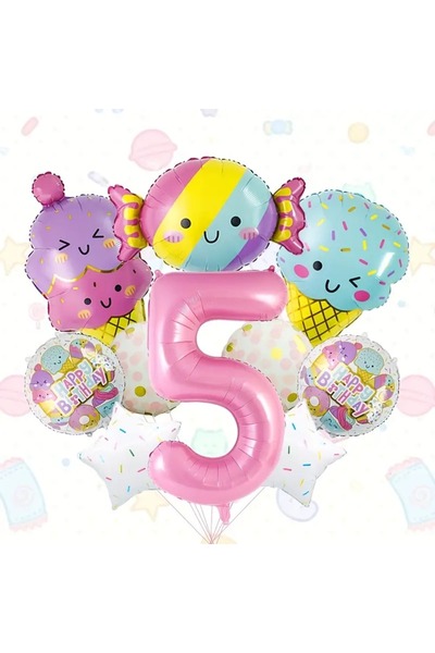 DÜVENCİ TİCARET Set de 10 baloane rotunde din folie pentru înghețată dulce cu...