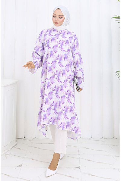 sefamerve Patterned crepe tunic 1014-02 lilac