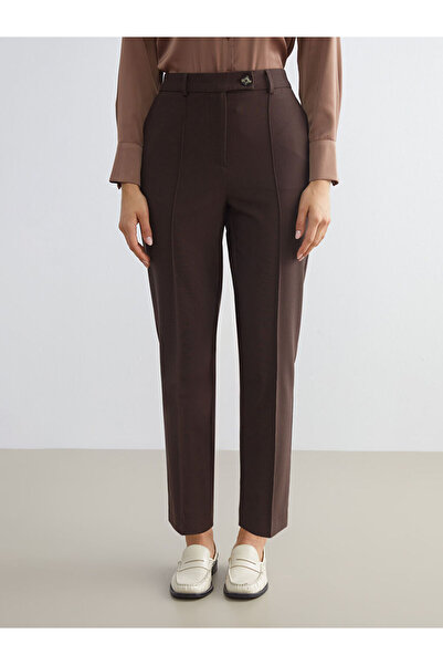 LC Waikiki Kahverengi Standart Fit Kadın Cigarette Pantolon