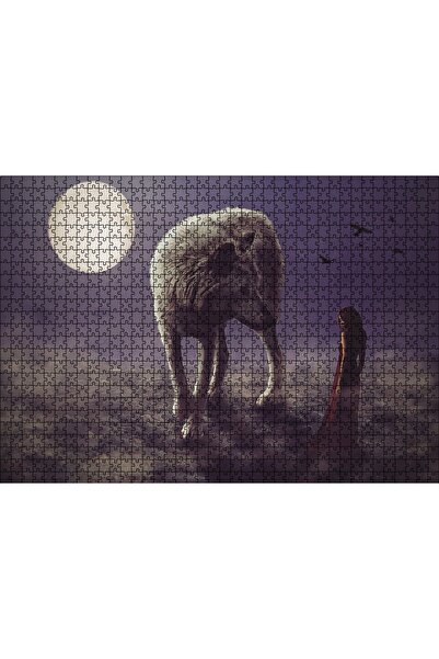 Cakapuzzle Cakasepetim Kurt Kadın Gecede Dolun Ay 1000 Parça Puzzle Yapboz Md...