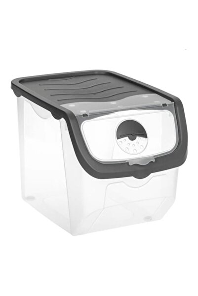 OEM Recipient de depozitare, plastic, cu capac cu aerisire, transparent/gri, 12L, 32.5x23.5x23.5cm