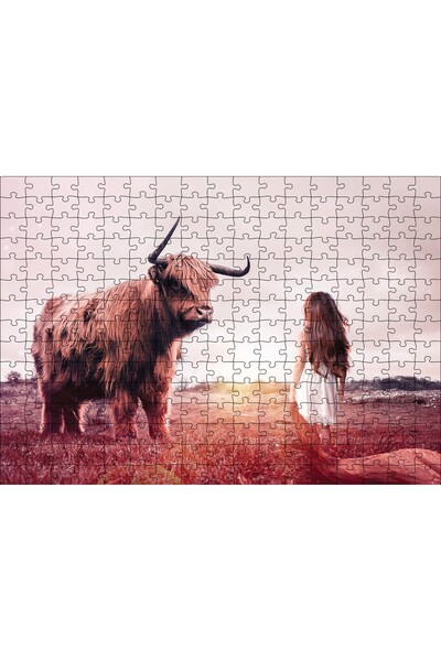 Cakapuzzle Cakasepetim Child and Bull 255 Piece Puzzle Jigsaw Mdf (Wood)