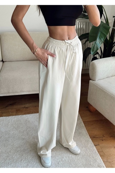Zoom Butik Barrel Fit Eşofman Altı - BEJ