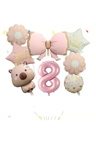 DÜVENCİ TİCARET sevimli kapibara ayçiçeği fiyonk yaş balon set