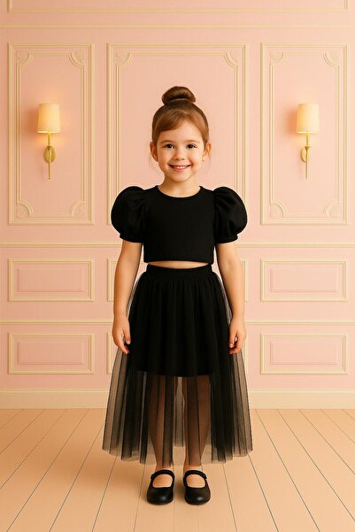 NA ADDESIGN Set pentru fete cu fustă dublă din tul (negru, alb, roșu, fucsia,...