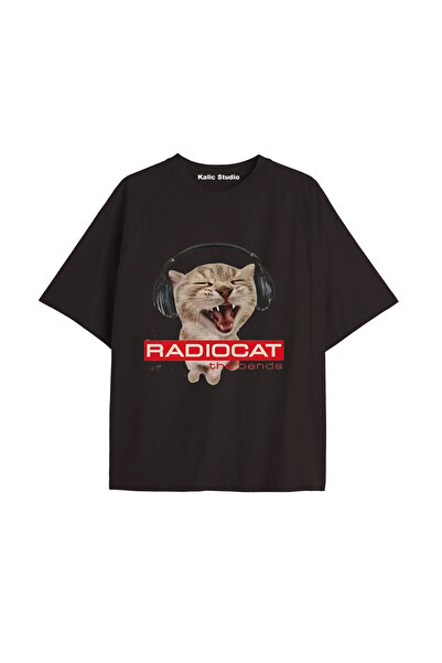 Kalic Studio tricou oversize unisex radiocat negru