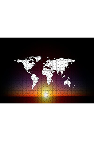 Cakapuzzle Cakasepetim Sunset and World Map 500 Piece Puzzle Jigsaw Mdf (Wood)