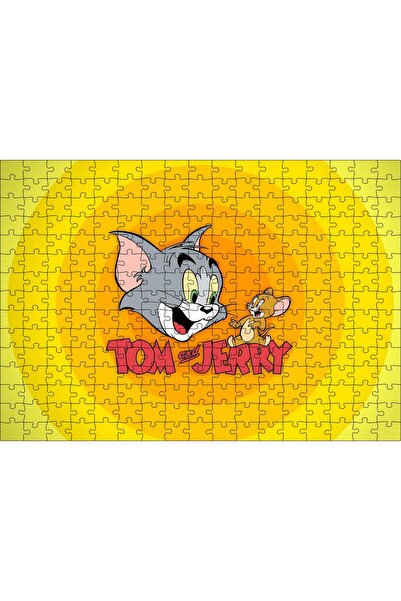 Cakapuzzle Cakasepetim Tom and Jerry Logo on Yellow Background, 255 Piece Puz...
