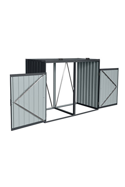 Martin Corturi Evenimente Cutie de gunoi metalică L cu 2 boxe BS-MK2 - 80 x 160 x 122 cm antracit