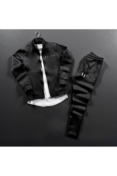 ByFourMan Black Printed Men's Black Scuba Bottom Top Tracksuit Set