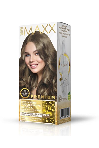 MAXX DELUXE Premium Yarı Kit Set Saç Boyası 7.3 Fındık Kabuğu