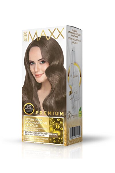 MAXX DELUXE Premium Yarı Kit Set Saç Boyası 8.0 Açık Kumral