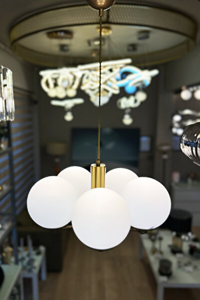 MINIMAL ETICARET VE BILGI TEKNOLOJILERI Globe Golden Up PENTA BEYAZ Cam Avize