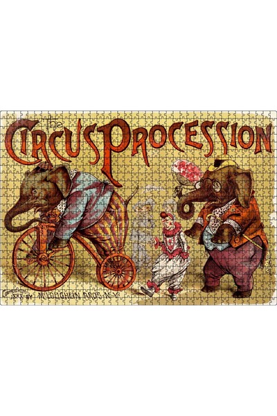 Cakapuzzle Cakasepetim Circus Elephants and Clowns Retro Painting 1000 Piece ...