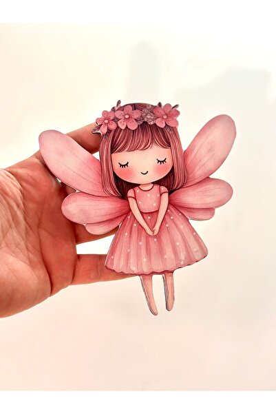 ouzhanya hediyelik Bebek Kapı Süsü Figürü Peri Kızı Temalı Ahşap Dijital Bask...